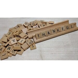 Scrabble Wooden Letter Tiles & 2 Wooden Tile‎ Racks – Crafter's Lot for Fall,...